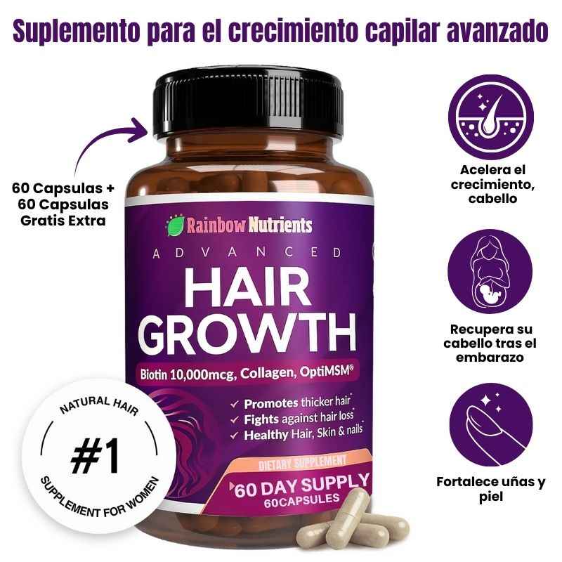 HAIR GROWTH 🌸 Vitaminas para el Crecimiento del Cabello para Mujeres
