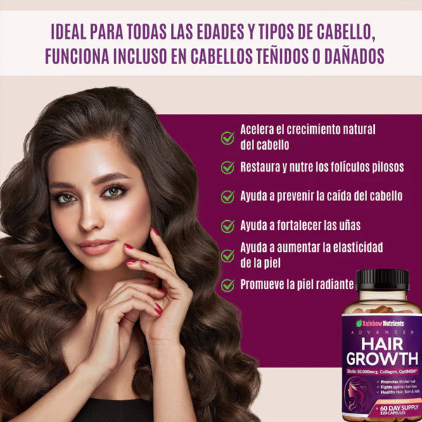 HAIR GROWTH 🌸 Vitaminas para el Crecimiento del Cabello para Mujeres